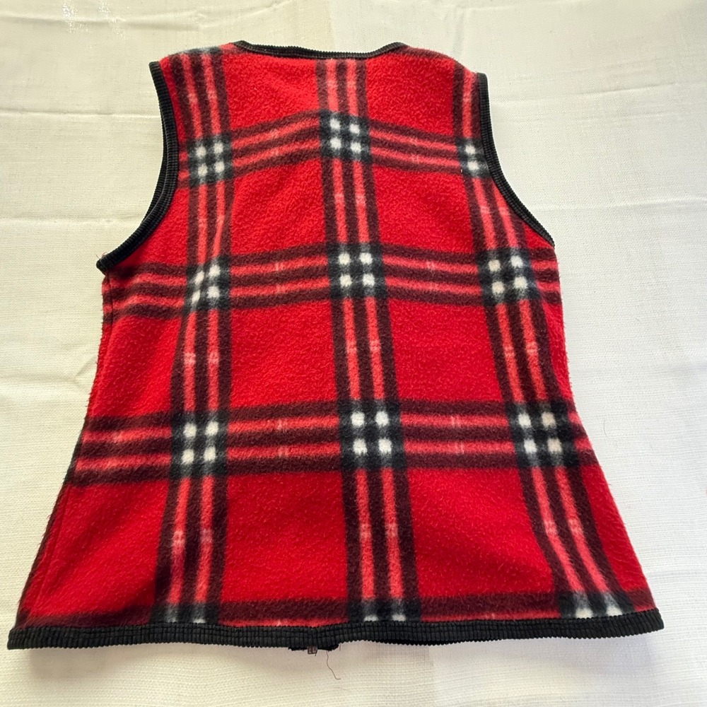 Sunbelt Red Plaid Fleece Vest Small Full Zip‎ Tartan Vintage USA Made - Picture 7 of 7